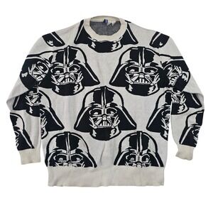 H&M Divided Star Wars Darth Vader Knit Sweater Black White Mens Large L Pullover